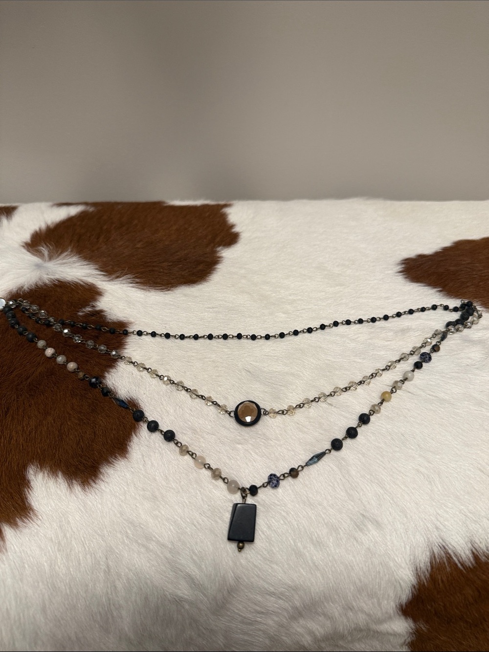 Multi-Strand Black Bead Layered Necklace - Women Jewelry